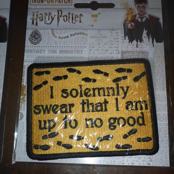 2 Harry Potter Iron-On Patches Platform 9 3/4 & I Solemnly Sweat That I Am Up... - Picture 3 of 4